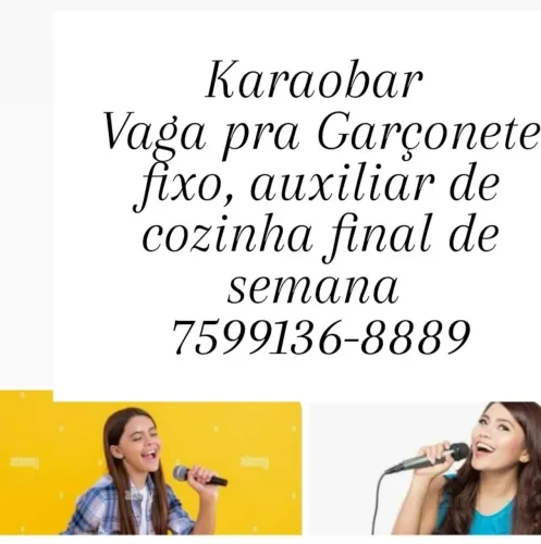 Vaga Garçonete fixo, auxiliar de cozinha final de semana noturno