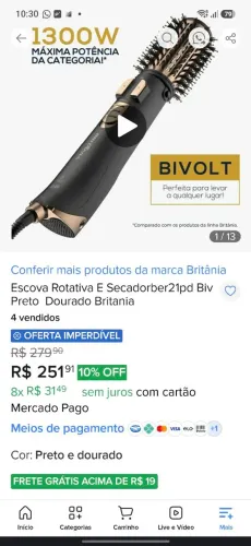 Escova giratória 1300w