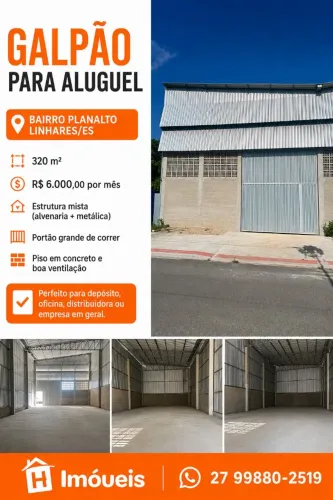 Galpão para Aluguel - Planalto - Linhares/ES<br>Bairro Planalto - Linhares/ES