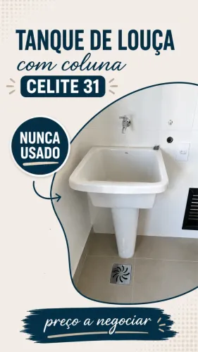 Tanque de Louça Celite 31 com Coluna - Nunca Usado