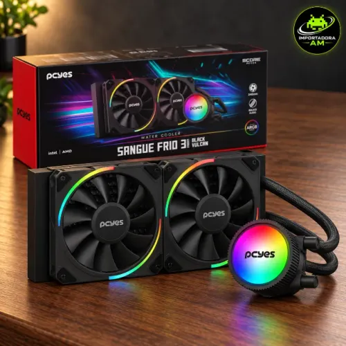 Water Cooler PCYes Sangue Frio 3 ARGB Black Vulcan 240mm - 1 Ano de Garantia