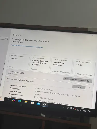 Desktop I5 4ª geração 16 gb de ram ddr3 ssd 120gb fonte 500w