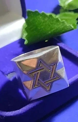 Anel Estrela de Davi Prata 950 Peso 16 Gramas Topo 20 mm