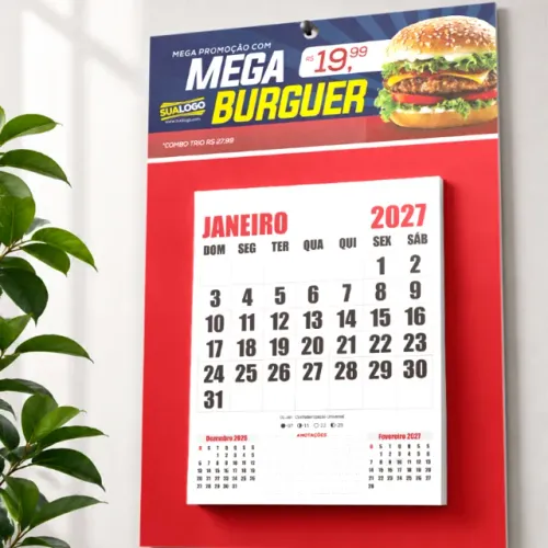 Calendário 2027 de parede com folhas destacáveis