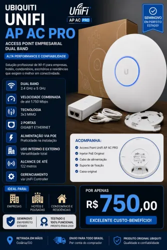 Ubiquiti UniFi AP AC PRO Original | Dual Band Gigabit PoE | Completo na Caixa