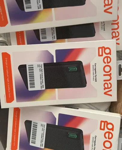 Power Bank Geonav 10.000mAh Compacto com 2 Portas USB e USB-C - Carregador Portátil Preto