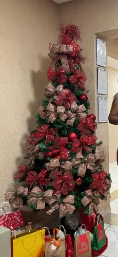 Árvore de Natal - laços e bolas inclusas