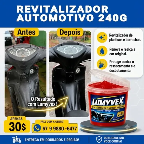 Revitalizador 240g plásticos e borrachas couro
