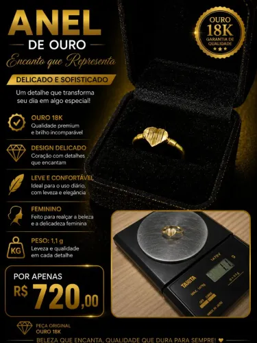 Anel em ouro feminino, ouro 18k!