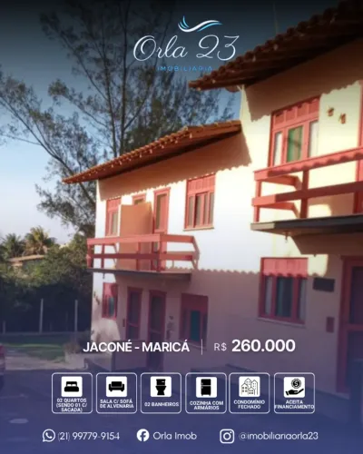 JACONÉ, Orla 23 Imobiliária VENDE! Casa dúplex mobiliada em condomínio em frente à praia