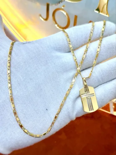 Cordão de ouro piastrine + pingente 9.15g ( LOJA FÍSICA )