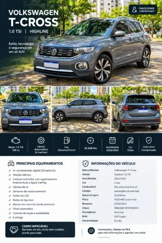 Volkswagen T-Cross Highline 1.4 TSI Flex 16V 5P AUT 2023