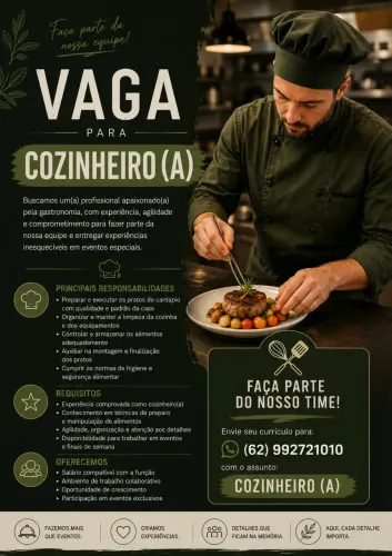 VAGA PARA COZINHEIRO (A)