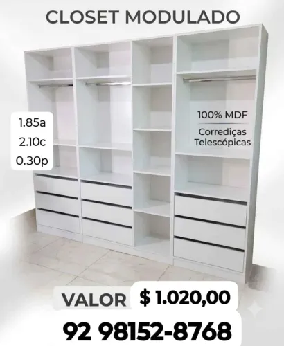 Closet com fundo 9 Gavetas MDF