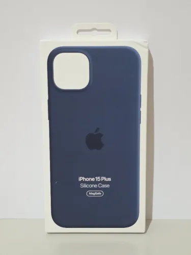 Capa Silicone Apple Iphone 15 Plus Case Magsafe Azul Tempestade Storm Blue Nova Sem Uso