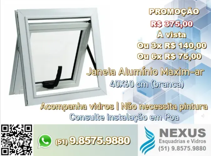 Esquadria de Alumínio - Janela Maxim-ar 50x60 cm (nova)