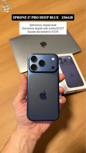 iPhone 17 Pro 256GB Deep Blue, Seminovo, 100%, Garantia Apple até Junho/2027