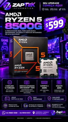 PROCESSADOR AMD RYZEN 5 8500G Novo, Lacrado.