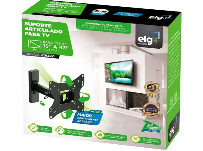 Suporte articulado TV Televisão 15" a 43" Elg