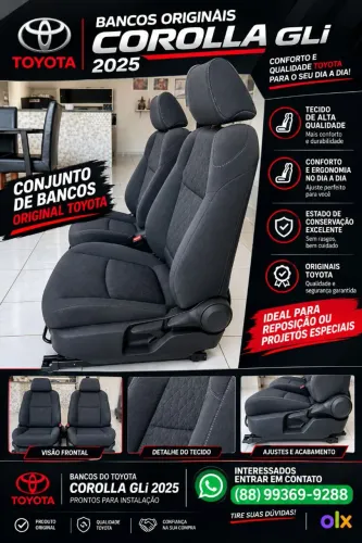 Bancos Originais Toyota Corolla GLi 2025 - Conjunto Completo