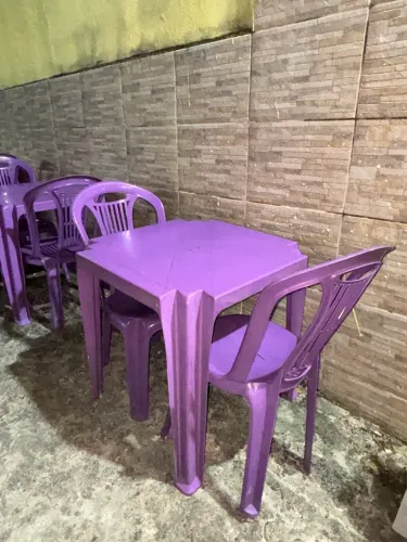 3 PARES DE MESA DE PLÁSTICO ROXA