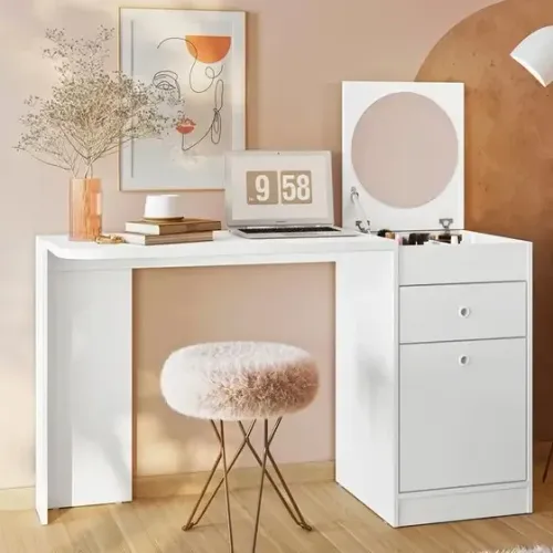 Penteadeira Camarim Desejo C/ Espelho e 1 Porta Basculante- FAZEMOS ENTREGA!