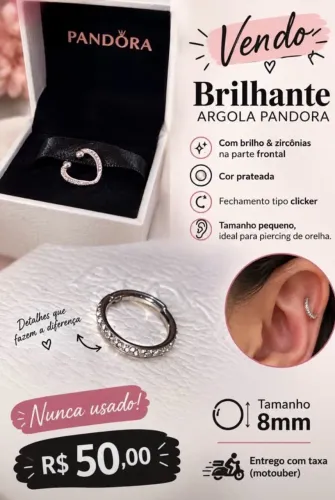 Brilhante argola Pandora com brilho & zircônias na parte frontal.