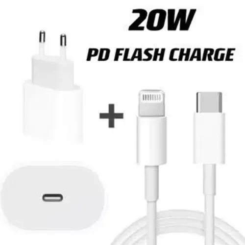 Carregador de IPhone com fonte e cabo 