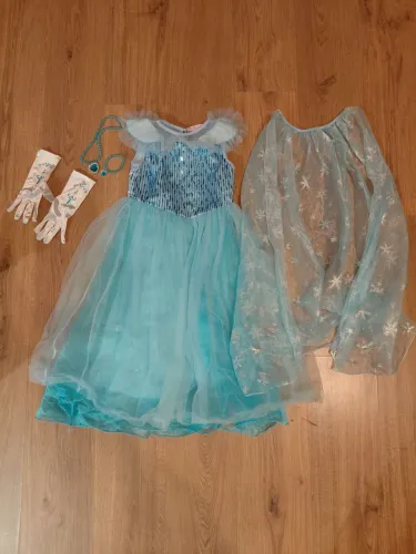 Fantasia Frozen Elsa Infantil Tam. 8 Completa Com Capa e Acessórios