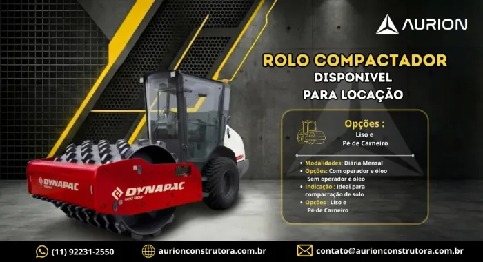 Aluguel de Rolo Compactador Vibratório  CA 15 - Pé de Carneiro
