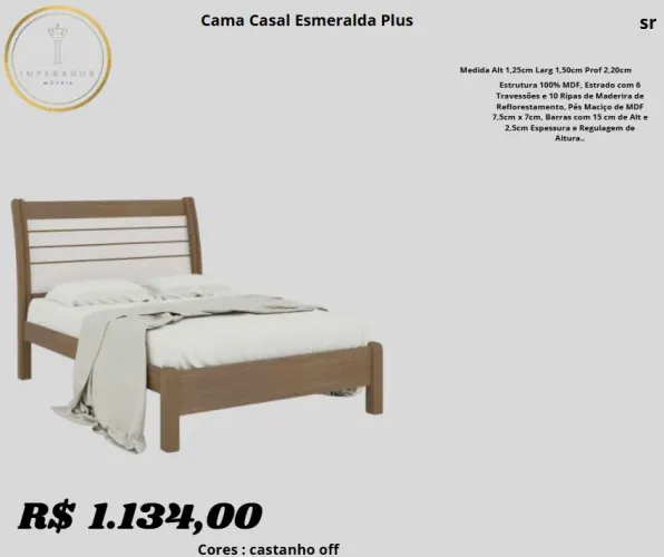 Cama Casal Esmeralda Plus, perfeita para o seu quarto!