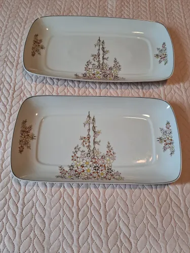  2 Travessas Retangular Porcela Schmidt Skandia