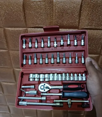 Jogo Kit Soquete Catraca 46 Peças 1/4 Bits Chave Maleta Completo Novo