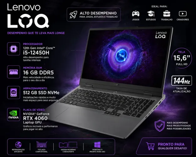 Lenovo LOQ RTX 4060 8GB, SSD 512GB, 16GB DDR5