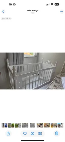 Berço em Madeira Nobre (Cerejeira) Branco com Colchão Incluso