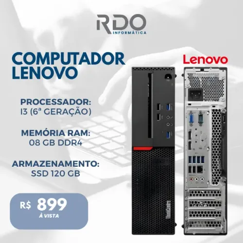 Computador Lenovo I3 6A 08GB RAM SSD 120GB