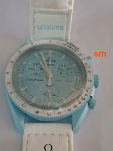 Relógio marca omega swatch azul quartsz