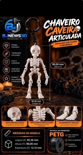 Chaveiro caveira articulada