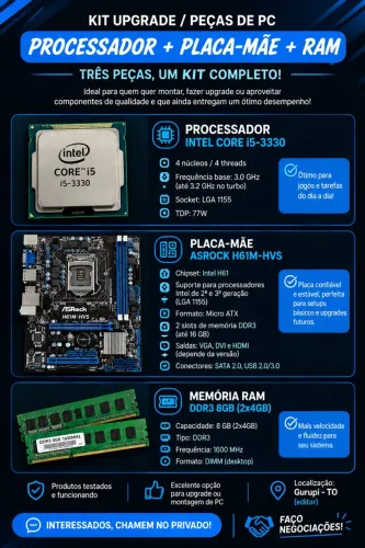 Kit PC i5-3330 + H61M-HVS + 8GB