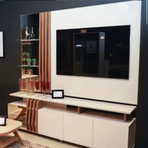 Painel com Bancada Bellavie 200 cm para TV até 55 polegadas