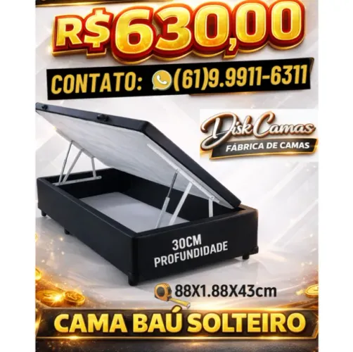 Cama Baú Solteiro Premium. Mais Espaço e Organização por Apenas R$630!