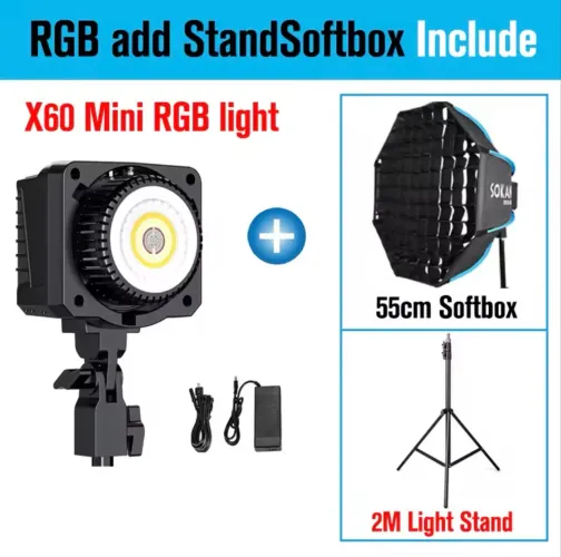 Led para fotografia/videos Sokani x60 mini + softbox e tripé