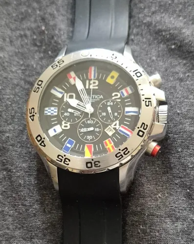 RELÓGIO NÁUTICA CRONÓGRAFO AÇO, MASCULINO, 100 METROS (PROMOÇÃO+MELHOR PREÇO)