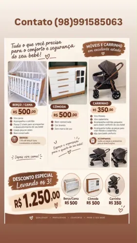 Vendo Móveis infantis em Estado de Novo Berço , Cômoda e Carrinho de bebê Moisés