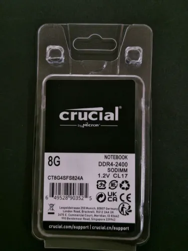 Memória RAM Crucial 8GB DDR4 2400MHz Notebook Nova - Nunca Usada