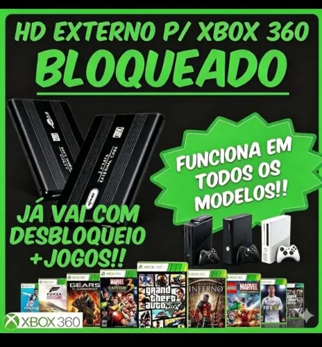 HD com jogos Xbox 360 bloqueado 
