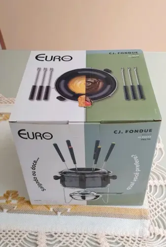 Cj. Fondue Medio 10 pçs 950 ml Preto Aço Carbono