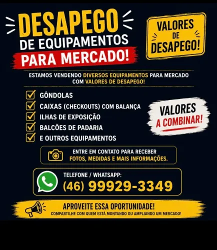 VENDA DE EQUIPAMENTOS PARA SUPERMERCADO - VALOR DE DESAPEGO
