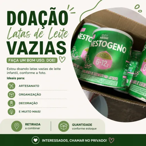 DOAÇÃO - LATAS DE LEITE VAZIAS