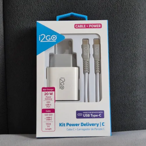 Carregador Tipo C i2GO Original Certificado p/ iPhone 20W